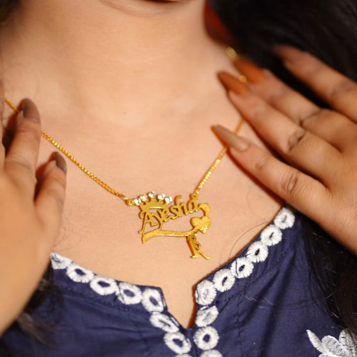 Crown And Heart  Necklace