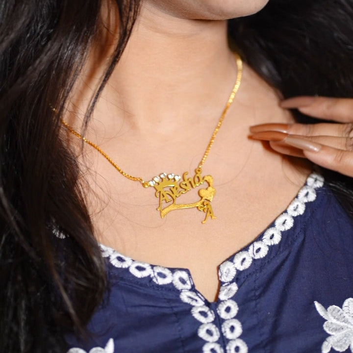 Crown And Heart  Necklace